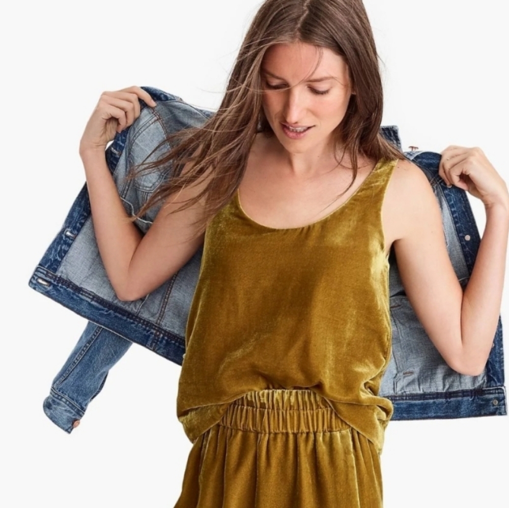 J CREW Women's Yellow Velvet Tank Top Sz 00